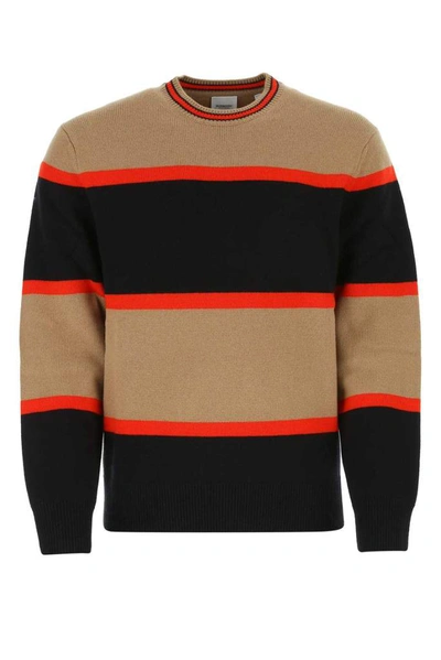 Shop Burberry Striped Knit Sweater In Multi
