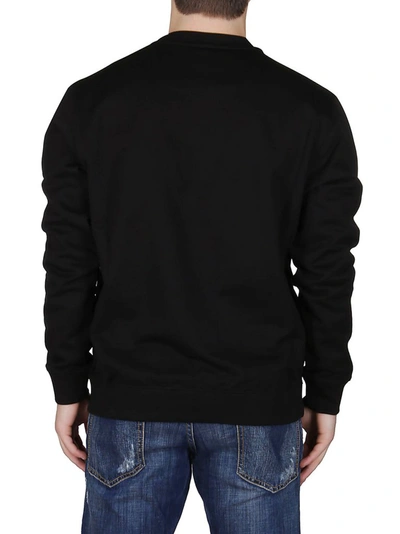 Shop Versace Logo Print Crewneck Sweatshirt In Black