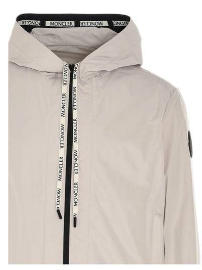 Shop Moncler Drawstring Hooded Jacket In Beige