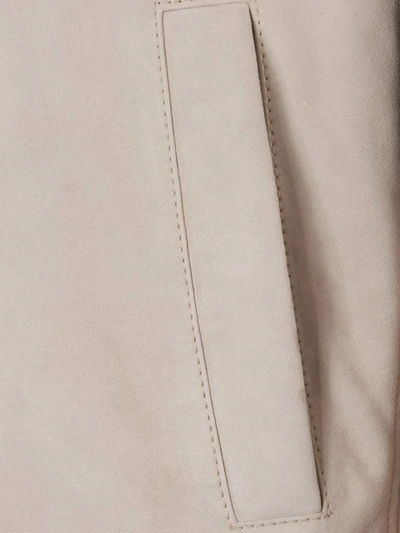 Shop Brunello Cucinelli Striped Trim Bomber Jacket In Beige