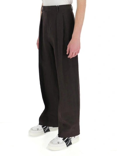 Shop Valentino Darted Wide Leg Pants In Brown
