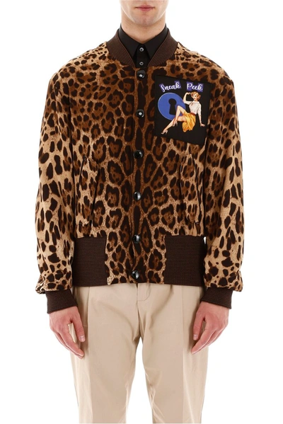 Shop Dolce & Gabbana Leopard Printed Bomber Jacket In Multi