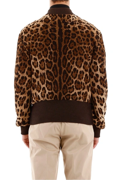 Shop Dolce & Gabbana Leopard Printed Bomber Jacket In Multi