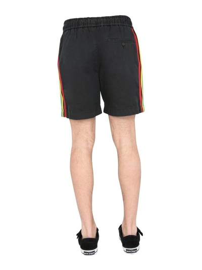 Shop Palm Angels Exodus Side Stripe Track Shorts In Black