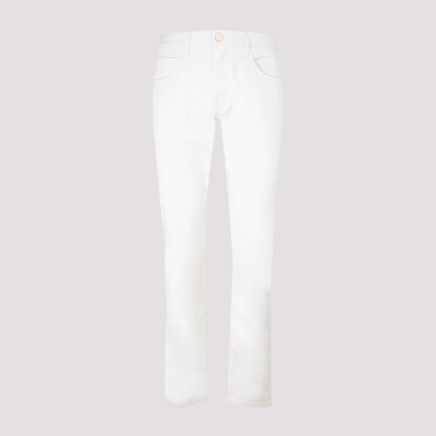 Shop Giorgio Armani Straight Leg Trousers In White