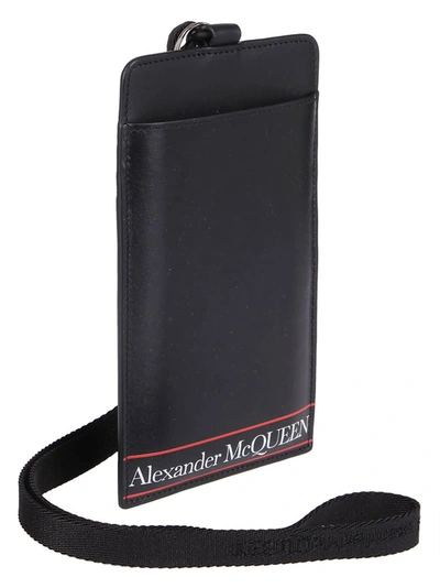 Shop Alexander Mcqueen Logo Print Strapped Cardholder In Black
