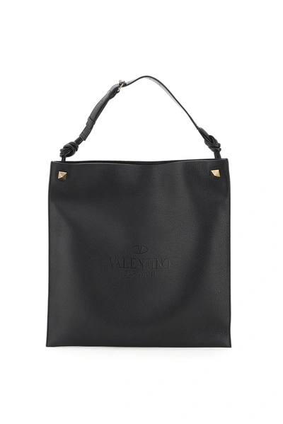 Shop Valentino Garavani Rockstud Identity Tote Bag In Black