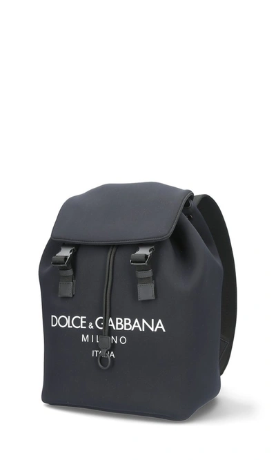 Shop Dolce & Gabbana Logo Foldover Backpack In Black