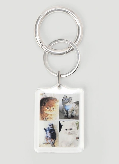 Shop Balenciaga Pets Cat Keyring In White