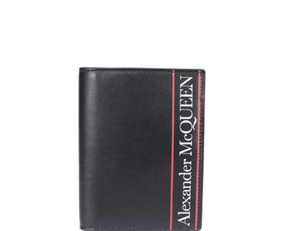 Shop Alexander Mcqueen Logo Print Bifold Passport Holder In Black