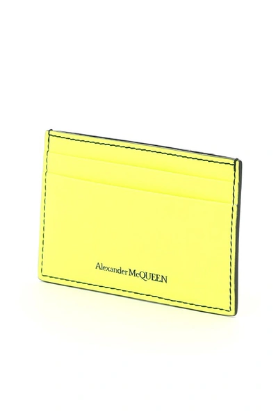 Shop Alexander Mcqueen Logo Print Cardholder In Yellow