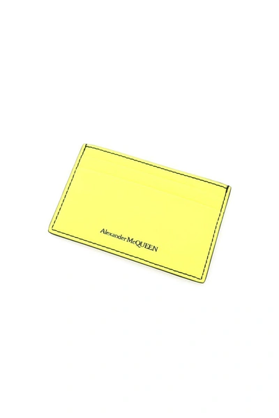 Shop Alexander Mcqueen Logo Print Cardholder In Yellow