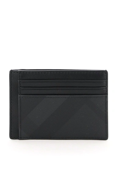 Shop Burberry London Check Money Clip Card Case In Black