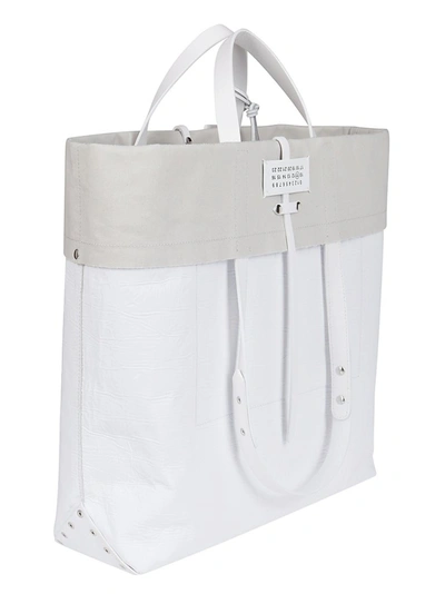Shop Maison Margiela Fold Over Tote Bag In White