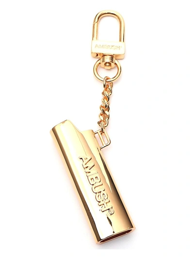 Shop Ambush Logo Lighter Case Keychain In Gold