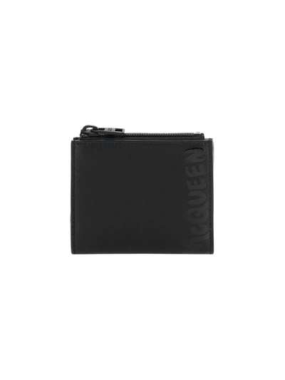 Shop Alexander Mcqueen Logo Zipped Wallet In Black