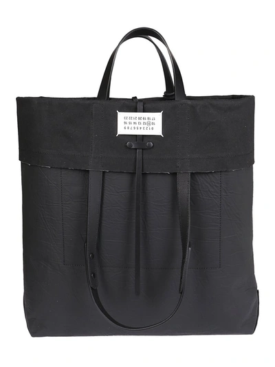 Shop Maison Margiela Fold Over Wrinkled Tote Bag In Black