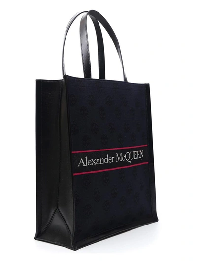 Shop Alexander Mcqueen Skull Printed Logo Tote Bag In Navy