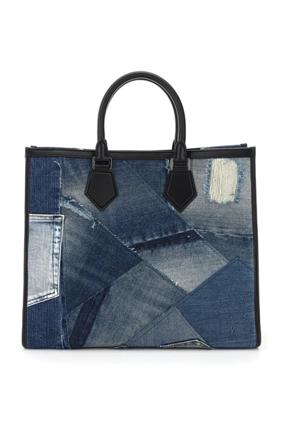 Shop Dolce & Gabbana Patchwork Denim Tote Bag In Blue