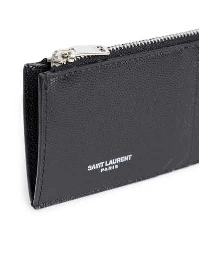 Shop Saint Laurent Fragment Zipped Card Case In Black