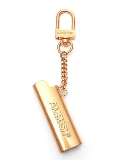 Shop Ambush Logo Lighter Keychain In Gold