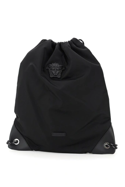 Shop Versace Medusa Plaque Backpack In Black