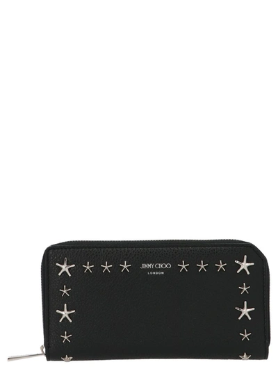 Shop Jimmy Choo Star Embellished Zip Around Wallet In Black