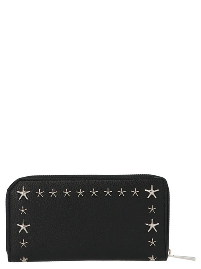 Shop Jimmy Choo Star Embellished Zip Around Wallet In Black