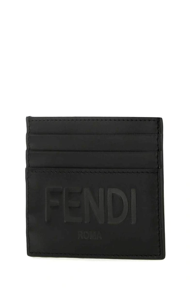 Shop Fendi Roma Lettering Cardholder In Black
