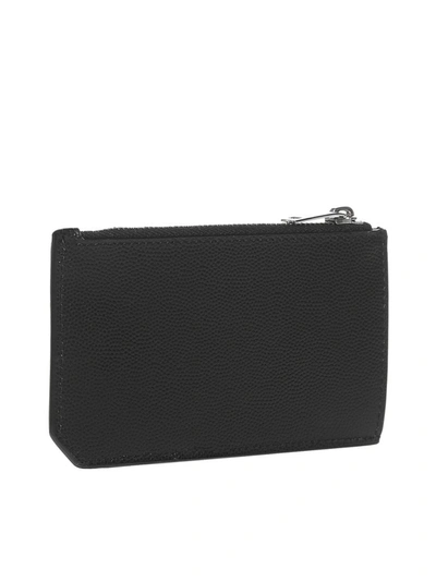 Shop Saint Laurent Fragment Zipped Card Case In Black