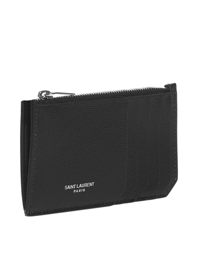 Shop Saint Laurent Fragment Zipped Card Case In Black