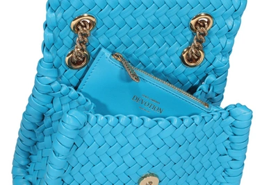 Shop Dolce & Gabbana Devotion Woven Small Shoulder Bag In Blue