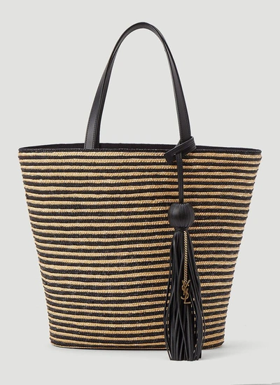 Shop Saint Laurent Panier Woven Striped Tote Bag In Multi