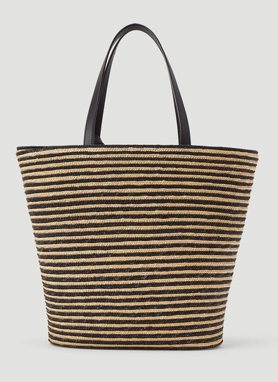 Shop Saint Laurent Panier Woven Striped Tote Bag In Multi