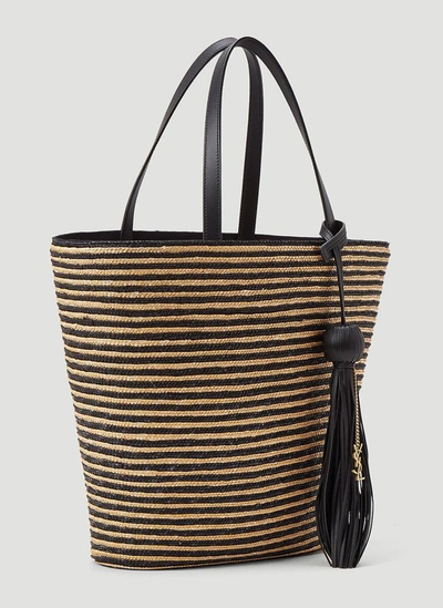 Shop Saint Laurent Panier Woven Striped Tote Bag In Multi