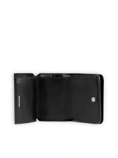 Shop Balenciaga Cash Embossed Mini Wallet In Black