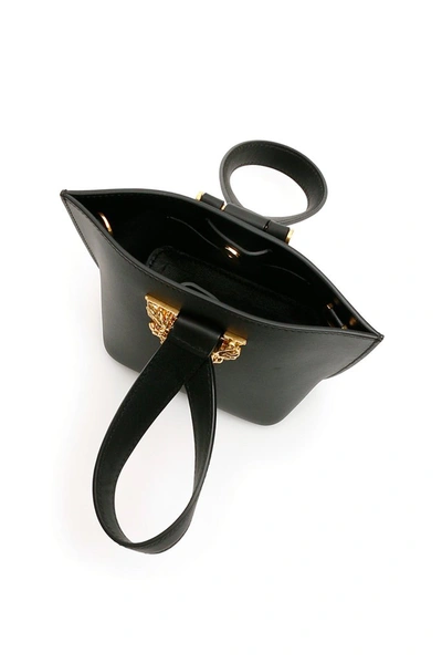 Shop Versace Virtus Bucket Bag In Black