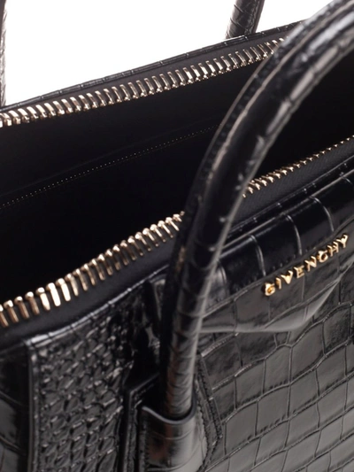 Shop Givenchy Small Antigona Embossed Tote Bag In Black