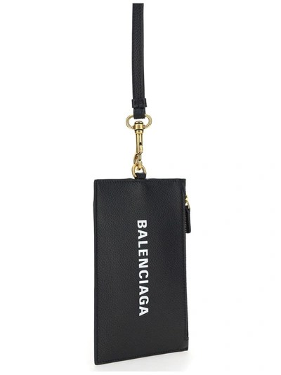 Shop Balenciaga Cash Logo Print Strap Wallet In Black