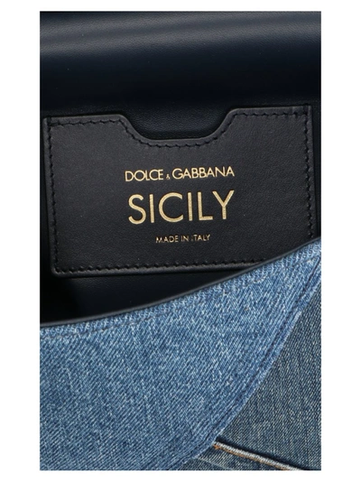 Shop Dolce & Gabbana Sicily Medium Denim Handbag In Blue