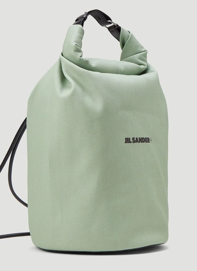 Shop Jil Sander Logo Print Drawstring Backpack In Green