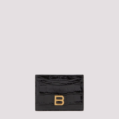 Shop Balenciaga Hourglass Card Holder In Black