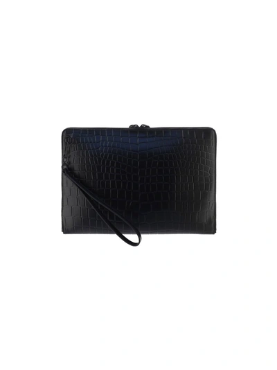 Shop Balenciaga Neo Classic Embossed Pouch In Black