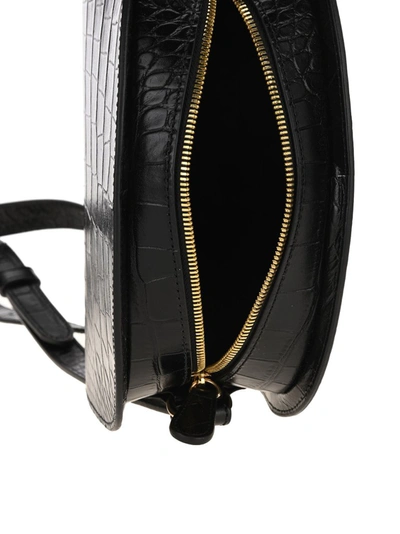 Shop Apc A.p.c. Demi Lune Embossed Shoulder Bag In Black