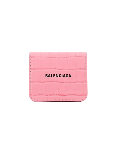 Shop Balenciaga Cash Embossed Wallet In Pink