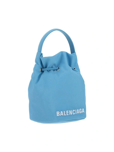 Shop Balenciaga Wheel Xs Bucket Bag In Blue