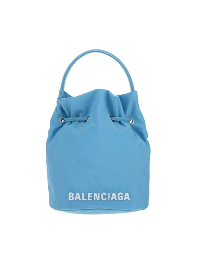 Shop Balenciaga Wheel Xs Bucket Bag In Blue