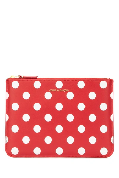 Shop Comme Des Garçons Wallet Polka Dot Clutch Bag In Red
