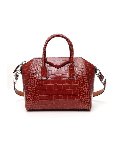 Shop Givenchy Antigona Small Embossed Tote Bag In Brown