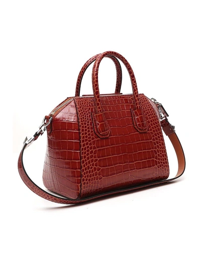 Shop Givenchy Antigona Small Embossed Tote Bag In Brown